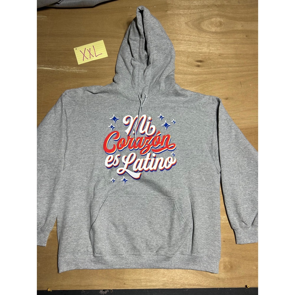 Hybrid Hoodie Kids XXL Grey Mi Corazón es Latino Graphic Pullover Sweatshirt